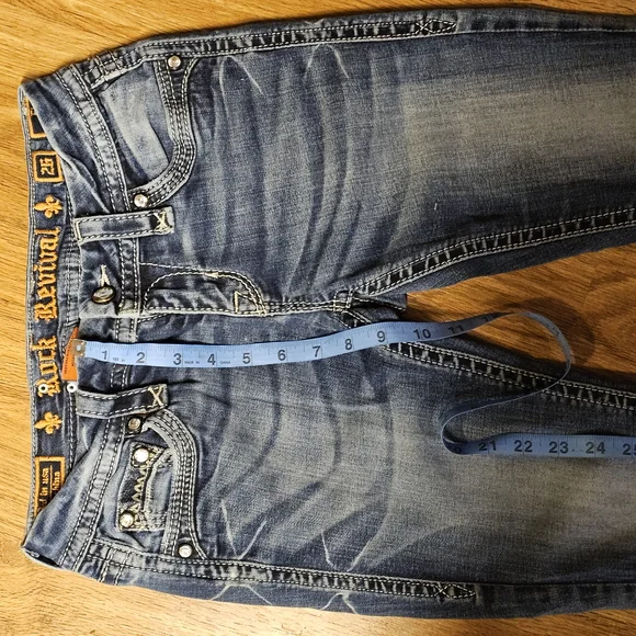 Rock Revival Blue Skinny Jeans with Ornate Embellishments - Picture 9 of 9
